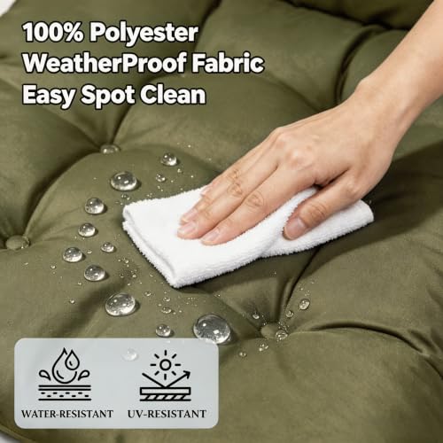 QILLOWAY Outdoor Rocking Chair Cushions Set of 2, 100% Polyester Waterproof Patio Rocking Chair Cushion, High Back Weatherproof Chair Pad for Adirondack & Outdoor Furniture, Sage - color: Sage