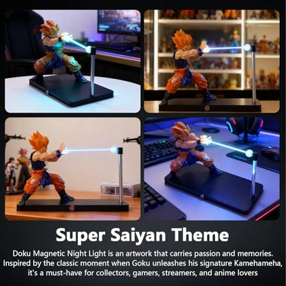 Doku Lamp Magnetic Super Saiyan lamp with LED Lighting Effect, Rechargeable, Dimmable Touch Control, As Gifts, Anime Desk lamp, Room Decoration and Anime Fan Collection