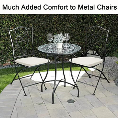 BUYUE 14" Metal Chair Cushion with Magnetic 1 Piece, Luxury PU Leather Waterproof Anti-Slip Seat Pad for Kitchen Cafe Dining Bistro Stackable Chairs (U-Shape, Off-White, 1) - color: Off-white, style: U-shape-1 Pcs