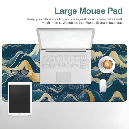 Ocean Waves Extended Gaming Mouse Pad 35.4 x 15.7 Inch – Large Desk Mat for Gaming, Office, and Home Use, with Non-Slip Rubber Base and Smooth Cloth Surface - color: #34, size: 35.4 x 15.7 Inch