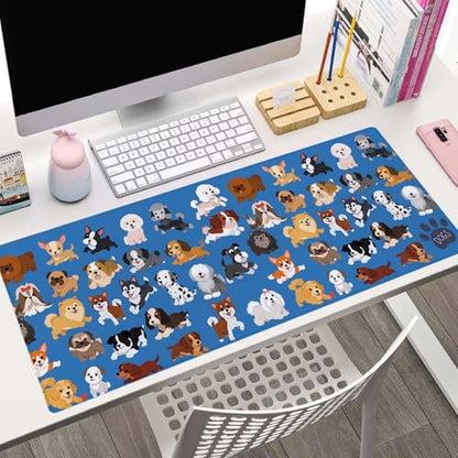 Cute Dog & Puppy XL Gaming Mouse Mat - 31.5 x 11.8 Inch Extended Long, Thin Desk Pad for Keyboard Mice - color: Cute Dog and Puppy