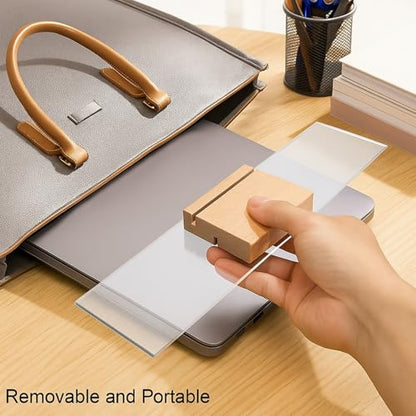 Monitor Memo Board with Removable Wooden Base Acrylic Portable Sticky Note Holder for Computer Monitors Office Desk Accessories, No Screen Damage, Fits Any Laptop and Desktop (2 Pcs)
