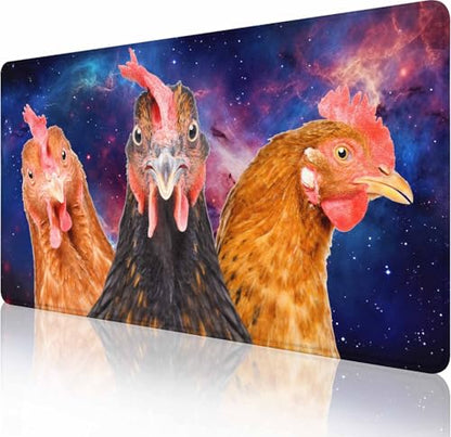 Large Extended Gaming Mouse Pad with Stitched Edges, Non-Slip Rubber Base Mouse Pad for Office, Computer, Keyboard, Laptop and Home Desk Pad 31.5X15.7 Inch Three Chickens - color: Three Chickens, size: 31.5L x 15.7W inches