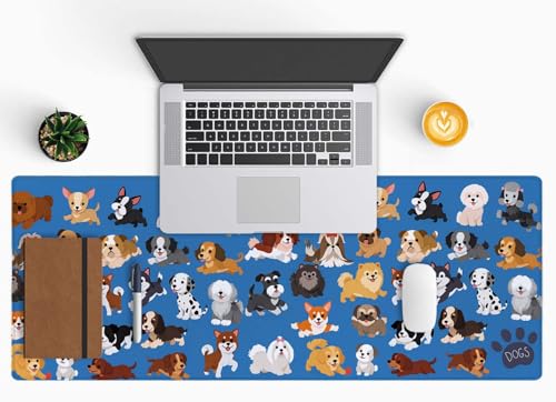 Cute Dog & Puppy XL Gaming Mouse Mat - 31.5 x 11.8 Inch Extended Long, Thin Desk Pad for Keyboard Mice - color: Cute Dog and Puppy