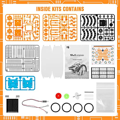STEM 13-in-1 Education Solar Robot Toys for Age 8-12, DIY Building Science Experiment Robots Kit Birthday Gifts for 8 9 10 11 12 Years Old Boys Girls Kids Teens, Solar Powered by The Sun - color: Orange
