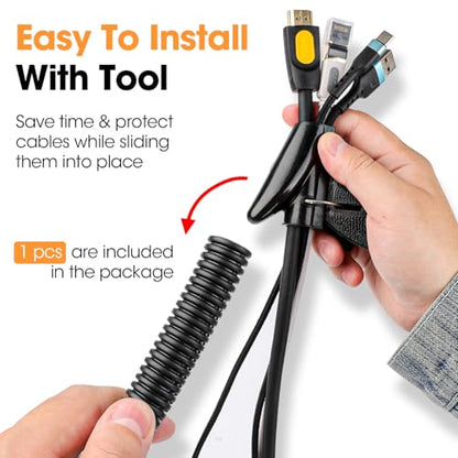 Wire Loom 1/4", 1/2 Inch x 50 FT, Split Wire Loom Tubing Wire Conduit, Cable Sleeves Bulk Flexible Electrical Conduit Protective kit – Black - color: 1/4", 1/2 Inch x 50 FT