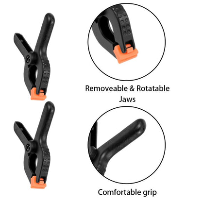 24-Pack Black Plastic Spring Clamps – Anti-Slip Balloon Arch & Backdrop Clips, Heavy-Duty Photo Prop Clamps in Two Sizes