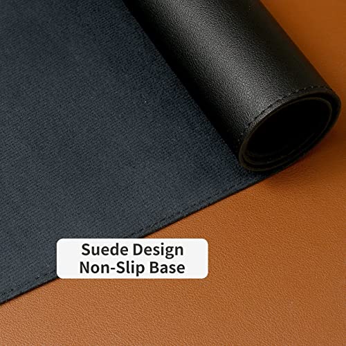 Leather Desk Pad,Wolaile 36x17 inch Large Mouse Pad,Waterproof Non-Slip Writing Desk Blotter,Computer Mat Desktop Protector for Office Home,Black - color: Black