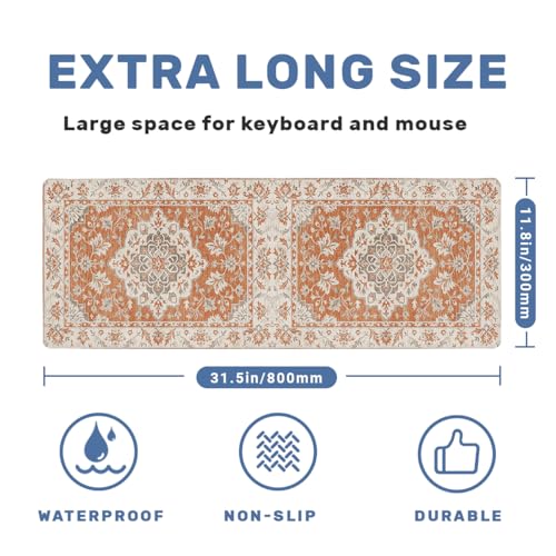 Rustic Carpet Desk Mat Gaming Mouse Pad Classic Persian Floral Mousepad Computer Keyboard Pad Mouse Mat Laptop Mat 31.5 x 11.8 Mouse Pads for Desk Home Office Gaming - color: Rustic Carpet, size: 31.5" x 31.5"