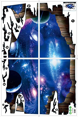 Blue Purple Galaxy Wall Decals, Removable Sticker,The Art Magic 3D Milky Way Dreamscape Home Decor (4 Sheets) - color: New Galaxy