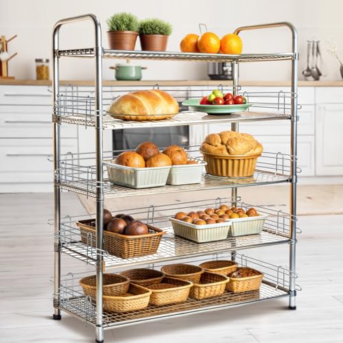 MorningRo 6 Pcs Chrome Wire Shelf Ledge 36" L x 4" H Wire Shelving Side Ledge Metal Shelves Accessories Pantry and Garage Storage(Silver) - color: Silver, size: 36" L X 4" H