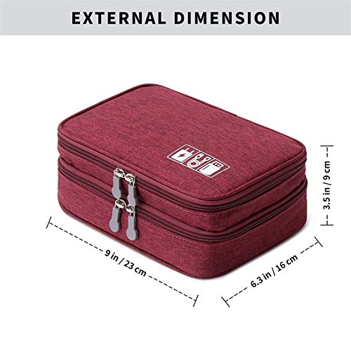 Lanola Travel Cable Organizer Bag, Electronic Accessories Case Portable Double Layer Cable Storage Bag for Cord,phone,Charger, Flash Drive, Phone, SD Card,Personal Items - (Red) - color: Red