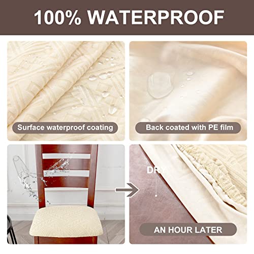 Genina Waterproof Dining Room Chair Covers Stretch Seat Covers for Dinning Room Chair Protector Slipcover for Kitchen, Hotel (2, Pattern1-Beige) - color: Pattern1-beige