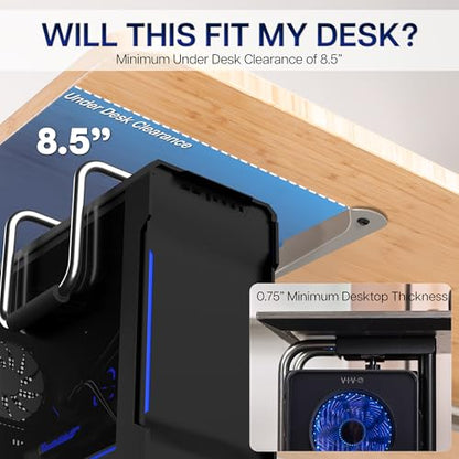 VIVO Heavy Duty Adjustable Under-Desk PC Mount, Computer CPU Holder, Supports up to 66 lbs, MOUNT-PC04A - size: Large