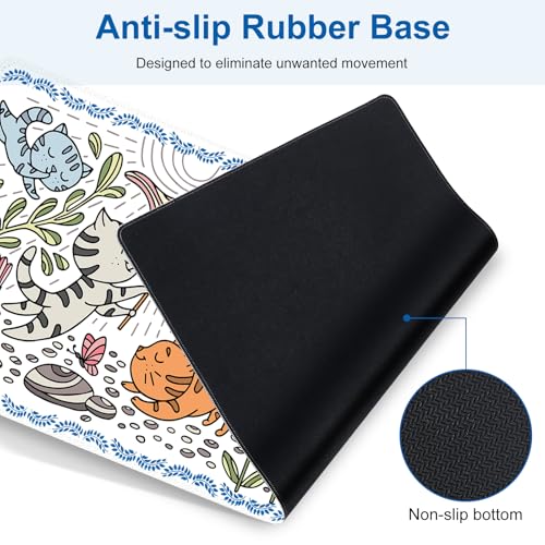 Cute Desk Mat, 4in1 Large Mouse Pad with Wrist Rest, Desk Matt for Desktop, Desk Pad Mat, Anti-Slip XXL Computer Ergonomic Mousepad with Wrist Support for Keyboard and Mouse I Funny Cat Animals - color: Funny Cat Animals