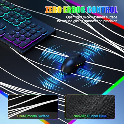 RGB Mouse Pad with Foldable Phone Stand Wireless Charger, 31.5"x11.8" XL Gaming Mousepad Large Desk Mat, Desk Pad with 11 Colors 5 Modes, Waterproof - color: Black Touch Control Stand XL Line