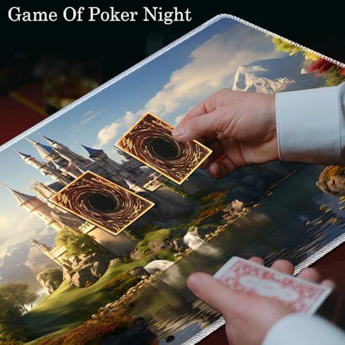 MTG Play Mat, 24" x 14" TCG Card Play Mat, Smooth Stitched Edge, with Storage Bag, Dream Castle - color: Dream Castle