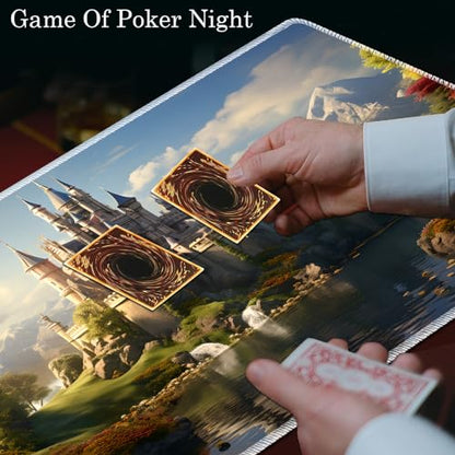 MTG Play Mat, 24" x 14" TCG Card Play Mat, Smooth Stitched Edge, with Storage Bag, Dream Castle - color: Dream Castle