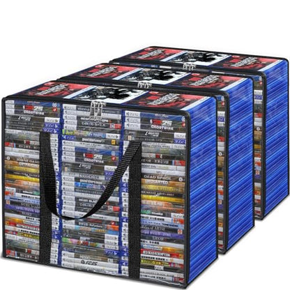 CD DVD Storage Bags, 3-Pack Clear Blu-ray Storage Bags with Zipper & Handles | Holds 99 Blu-Ray, 64 DVD, 156 CD Cases | Media & Video Game Storage Organizer for VHS, Discs - size: 3 Pack