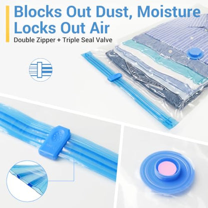 Fygrip Vacuum Storage Bags with Hand Pump, Plastic Packaging Bags, 80% Space Saver Vacuum Seal Bags for Clothing, Travel Lugggage, Blankets, Comforters, 20 Combo