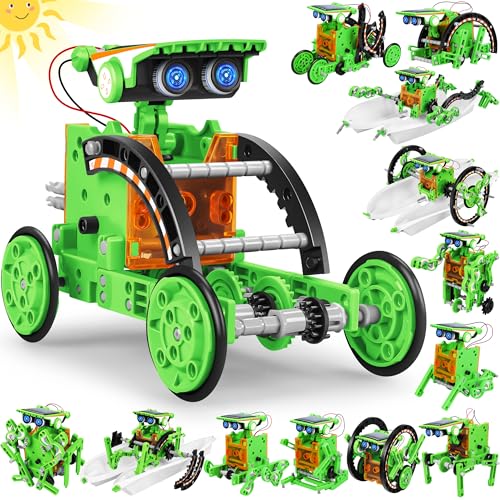 STEM 13-in-1 Education Solar Power Robots Toys for Boys Age 8-12, Educational Toy Science Kits for Kids Experiment Robotics Set Birthday Gifts for 8 9 10 11 12 Years Old - color: Green