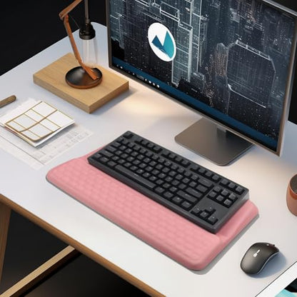Computer Keyboard Stand Pad with Wrist Rest, Ergonomic Comfy Tilted Keyboard Stand Riser Holder Pad for Office Home (Pink) - color: Pink