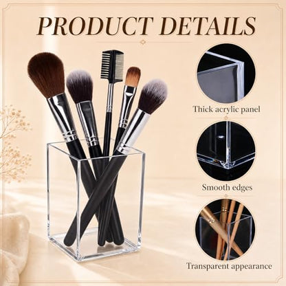 50 Pack Clear Acrylic Pencil Holder bulk Makeup Brush Holder Pen for Desk Pen Cup holders Desktop Stationery Organizer for School Office Home