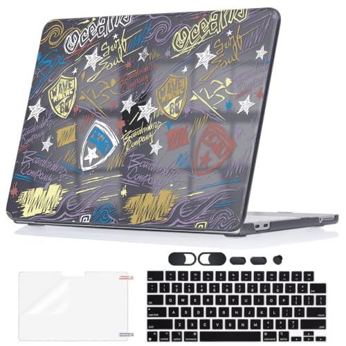 Hard Shell Case for 2026 MacBook Neo 13-inch A3404 A18 Pro Chip, Slim Clear Black Protective Cover with Screen Protector Keyboard Cover Webcam Cover & Dust Plug, Graffiti Print - color: Graffiti