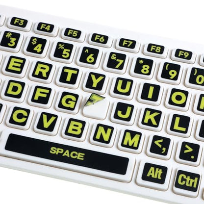 2PCS English Keyboard Stickers, Large Print Laptop Keyboard Stickers with Tweezers & Cloth, Replacement Big Bright Yellow Lettering for Sight Impaired, Alphabet Letter Sticker for Laptop PC Computer