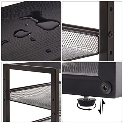 YMYNY 3 Tiers Desktop Printer Stand,17.32 x 13.78 x 11.02 in Black,UHPT001B | Desk Organizer with Adjustable Storage Shelves,Multi-Purpose Printer Shelf for Home Office,Fax Machine,Scanner, Files - color: Black