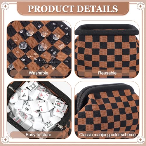 Mahjong Tile Bag Mahjong Empty Bag Crochet Purses Mah Jong Accessories and Gift for Women Game Lover Summer Vacation Supplies (Black Plaid,Black Plaid) - color: Black Plaid, style: Black Plaid