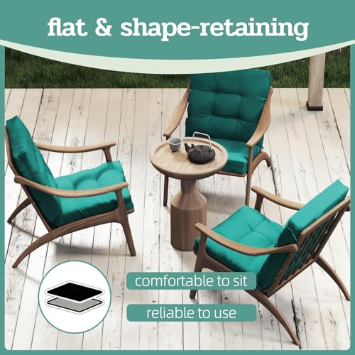 Outdoor Chair Cushions Set of 2, 42x21x4 Inch Patio Cushion for Dining/Rocking Chairs, High Back Soft Seat Pad with Ties, Indoor Outside Use, Fade-Resistant & Waterproof, Lake Blue - color: Lake Blue