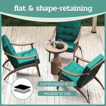 Outdoor Chair Cushions Set of 2, 42x21x4 Inch Patio Cushion for Dining/Rocking Chairs, High Back Soft Seat Pad with Ties, Indoor Outside Use, Fade-Resistant & Waterproof, Lake Blue - color: Lake Blue