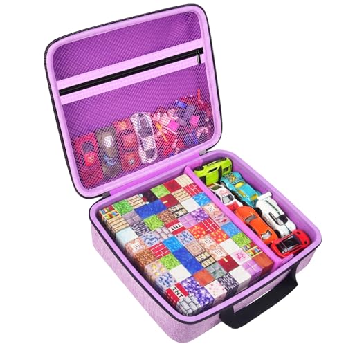 COMECASE Magnetic Block Storage Case Compatible with Goody King/for Magneverse/for LADFAR/for Intoypad, Fits 300+ 0.8in Cubes, Hard Carrying Bag with Divider for Kids STEM Building Blocks (Bag Only) - color: Purple