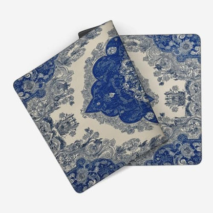 Extended Mouse Pad, Persian Rug Design, Blue and Beige, 35.4x15.7 Inches, Rubber Base with Stitched Edges, Gaming Keyboard Desk Mat - color: Blue Carpet