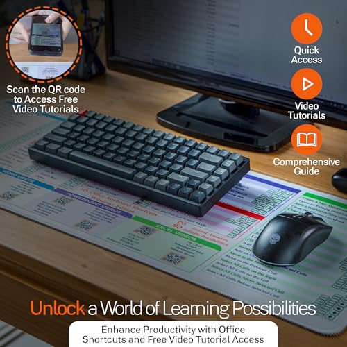 DeskGuide Pro MS Office Keyboard Pad Shortcut Mouse Pad - Windows 31.5"x11.8" Non-Slip Excel Cheat Sheet Desk Pad with Color-Coded Design - Excel/Word/PPT/Outlook Shortcuts Keyboard Mat and Mouse Pad