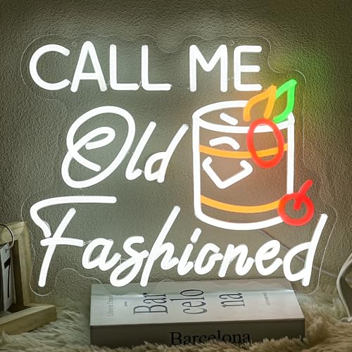 Call Me Old Fashioned Neon Sign Whiskey Led Sign Bar Neon Light Cocktail Bar Letter Wall Decor for Bar Pub Party Man Cave Bedroom Bar Shop - style: call me old fashioned