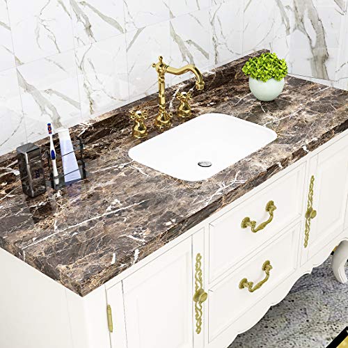 Livelynine 15.8x394 Kitchen Wallpaper Peel and Stick Countertops Waterproof Brown Countertop Contact Paper Self Adhesive Dark Brown Marble Counter Top Vinyl Wrap Desk Bathroom Cabinet Table Covers - size: 15.8" x 394"