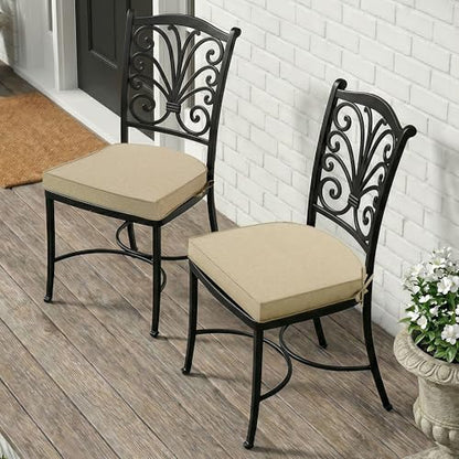 Outdoor Chair Cushions, Fade-Resistant & Water-Resistant, D Shaped Patio Furniture Seat Chair Pads Replacement with Ties, Non-Slip Bottom, Removable Cover, Set of 6, 17 x 16 Inch, Natural - color: Natural, size: 17" x 16" 6 Pack