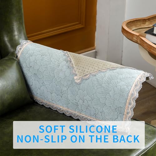 MINJIATEX Couch arm Covers,Non-Slip lace Sofa arm Covers Set of 2 Washable Sofa armrests Cover for Living Room Recliner Chair arm Cover Protectors for Leather armrest (FH-Grayish Blue) - color: Fh-grayish Blue