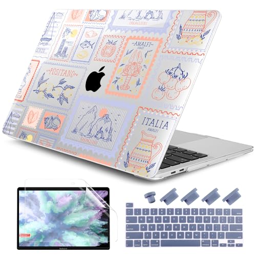DONGKE Compatible with MacBook Pro 13 inch Case 2024 2023-2020 Release A2338 M2/M1 A2251 A2289 with Retina Display & Touch ID, Plastic Hard Shell & Keyboard Cover & Screen Film - Italy Stamp - color: Italy Stamp