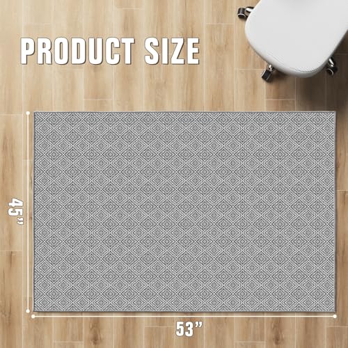 KMAT Office Chair Mat, 45x53in Heavy Duty Hardwood/Tile Floor Protector, Floor Mat Computer Desk Mat for Rolling Chairs, Work, Study, Office, Grey - color: Grey, size: 45"x53"