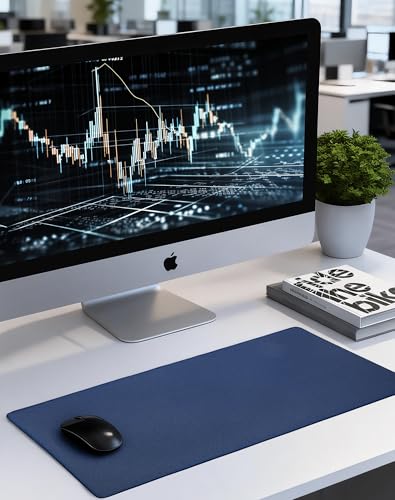 ALOANES Dark Blue Waterproof Desk Mat, Large Mouse Pad with Extended Mouse Mat, with Anti Slip Base, Stitched Edge, Grain Jacquard Surface, Perfect for Gamer Office & Home, 3XL(35.43"x15.74"x0.12") - color: 01- Pro Dark Blue, size: 3XL(35.4" x 15.7")