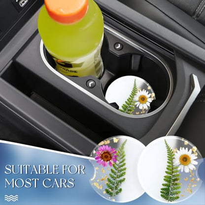 Swooflia Flower Car Cup Holder Coasters for Women - 2.75 Inch Cute Resin Clear Automotive Drink Cupholder Insert Car Accessories 2 Pack Purple - color: Purple