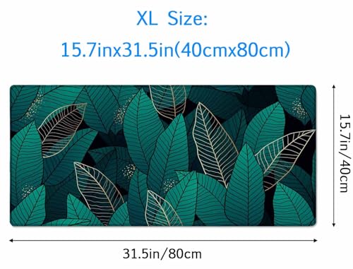 Large Gaming Mouse Pad with Stitched Edges, Desk Mat Extended Keyboard Pad, Non-Slip Rubber Base Desk Pad for Laptop, Office, Home, 31.5X15.7 inch Tropical Leaves - color: Tropical Leaves, size: 31.5L x 15.7W inches