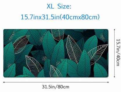 Large Gaming Mouse Pad with Stitched Edges, Desk Mat Extended Keyboard Pad, Non-Slip Rubber Base Desk Pad for Laptop, Office, Home, 31.5X15.7 inch Tropical Leaves - color: Tropical Leaves, size: 31.5L x 15.7W inches