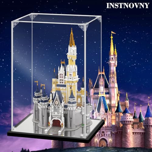 Acrylic Display Case for Collectibles Assemble Acrylic Display Box for Lego 71040 Castle Model Toys Clear Acrylic Case for Display Trophy Bearbrick Figures(Black,20.1*14.2*30.7 inch) - size: 20.1*14.2*30.7 inch