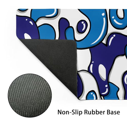 Japanese Anime Geometric Gaming Mouse Pad XL 31.5x11.8 Inch Navy Blue White Mouse Pad Extended Large Anime Mouse Pad with Non-Slip Rubber Base Stitched Edge PC Computer Laptop Desktop for Home Office - color: Japanese Geometric-Navy Blue White, size: 31.5