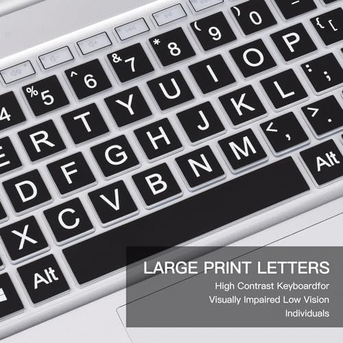 Large Print Keyboard Cover Skin for 2026 2025 HP 15.6 inch Laptop15-fc 15-fd Series, HP 15-fc0499nr 15-fc0502nr 15-fc0399nr 15-fc0099nr fc0245dx fc0047nr 15-fd0023dx 15-fd0123dx 15-fd0127dx 15t-fd100 - color: Black(Large Font)