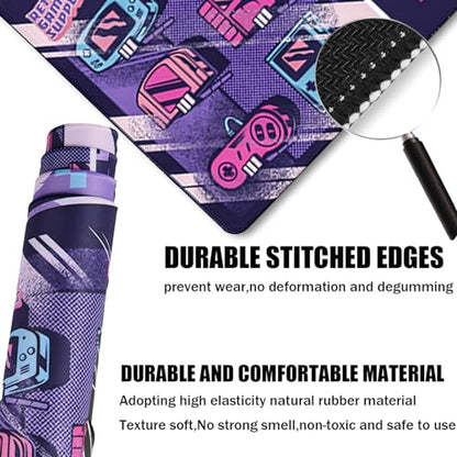 Japanese Comic Large Gaming Mouse Pad with Stitched Edges, Durable Non-Slip Natural Rubber Base, (31.5X15.7 Inch) Waterproof Laptop Pad Mat for Esports Pros/Gamer/Desktop/Office/Home - color: Comic